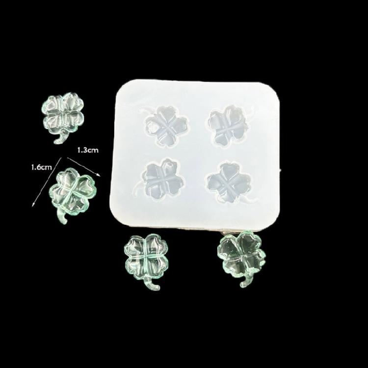 Food Grade Silicone 4-Leaf Grass Silicone Pendant Mold For Epoxy Resin Crafts Hair Pins Decorations Quick Cleaning