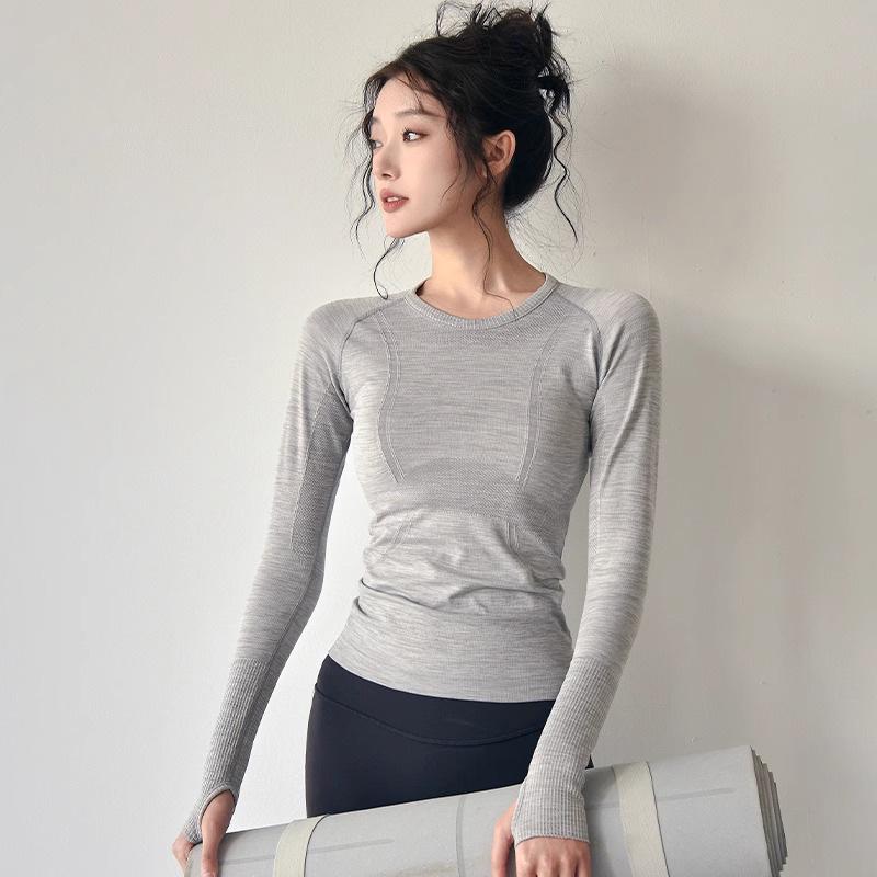 Women's Slim Fit Long Sleeve Quick Dry Round Neck Sportswear Top for Autumn/Winter Yoga & Running. Breathable Fitness Clothing.