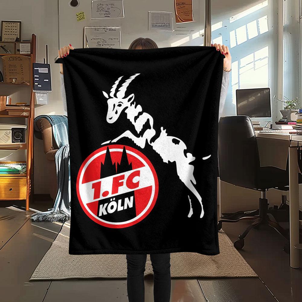 1. FC Köln Printed Flannel Blanket, soft throw for bedroom sofa, washable, fan merchandise, great gift.