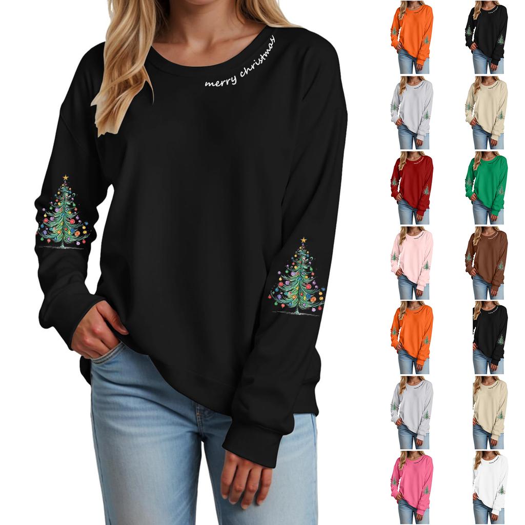 Ladies' Loose Comfortable Casual Fashionable Christmas Printed Hooded Sweatshirt