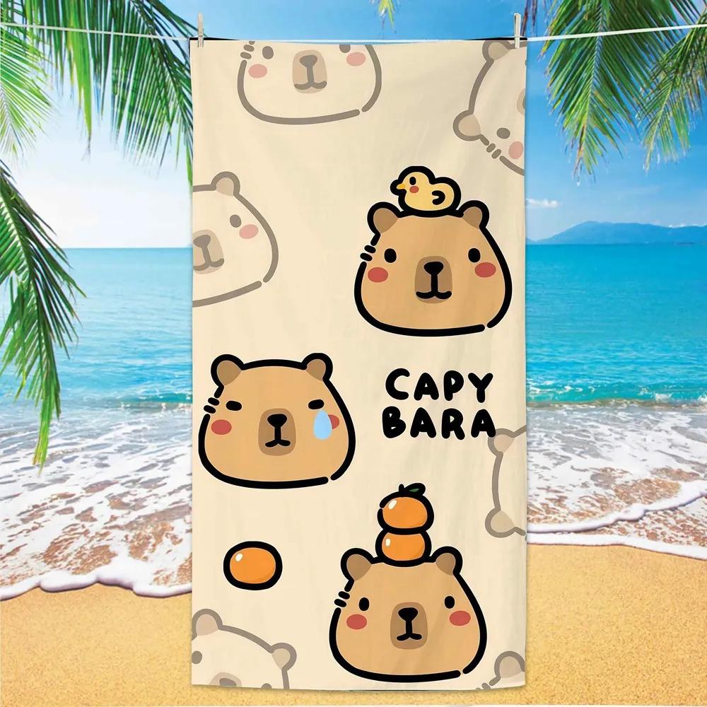 Capybara Microfiber Beach Towel Flower Bath Towel 100x200cm Quick Drying Sand Free Proof Pool Towels Lounge Cover for Women
