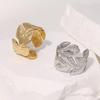 Tropical Leaf Design Stainless Steel Ring - Simple, Fresh, and Unique Titanium Jewelry