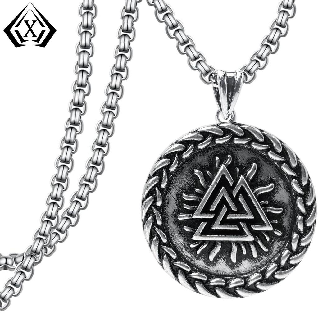 Xiweier Nordic Viking Odin Triangle Necklace - Copper Retro Fashion Trend
