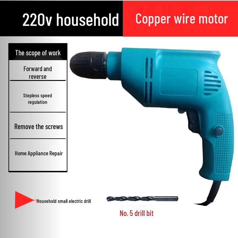 

All-Copper Handheld Electric Drill - Forward/Reverse Speed, Adjustable Power Levels, Original Impact, Full Set - Clearance Sale!