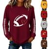 Women's Long Sleeve Crewneck Sweatshirt with Football and Heart Print Sleeves, Fashion Casual Top