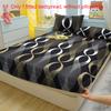 1 Simple Modern Curve Geometry Printed Matte Fitted Sheet, Bedroom Printed Bed Cover, Bedding (Excluding Pillowcases)