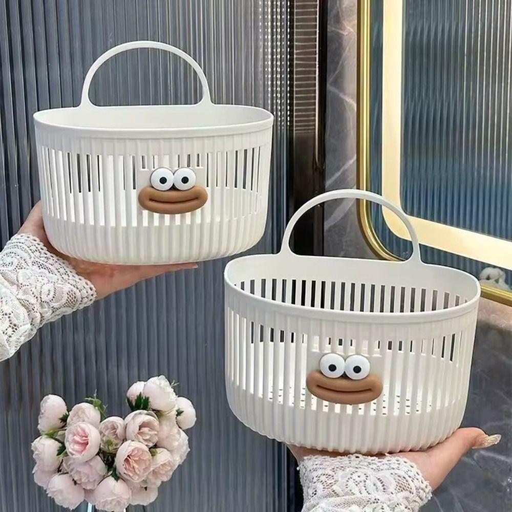 Cute Reusable Kitchen Hanging Baskets Wall-mounted Cartoon Storage Basket Sausage Mouth Space-Saving Organizer