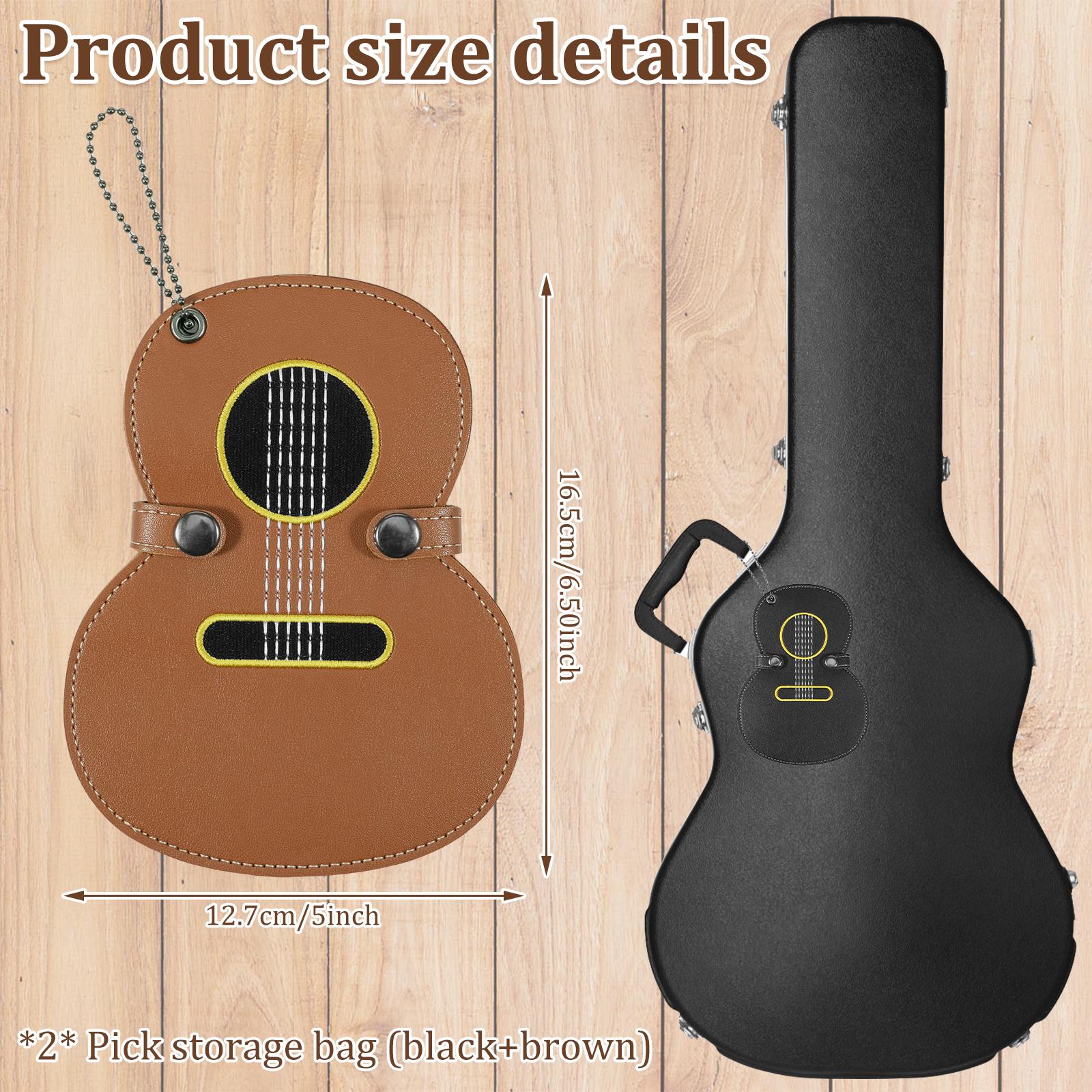 

2Pcs Leather Guitar Pick Bag Guitar Shape Plectrum Storage Bag with 17 Slot for Guitar Player and Music Lover Guitar Accessories