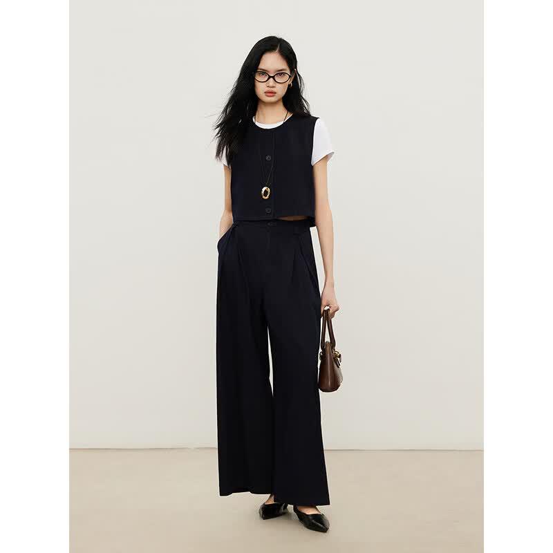 Gejin Versatile Mid-Waist Wide-Leg Casual Pants XL