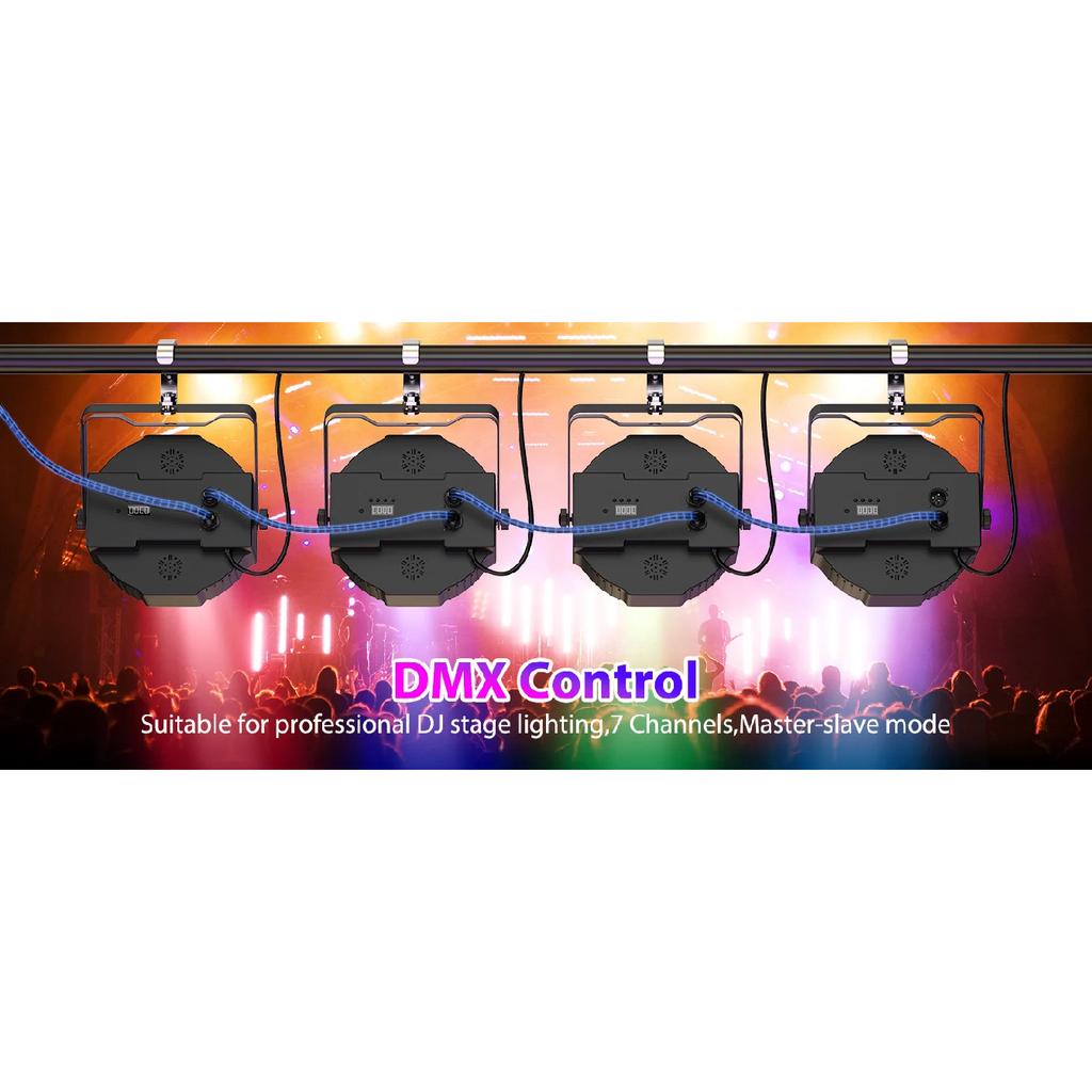 Datewink 2/4PCS Flat Par Lights 36LEDs RGB Stage Lighting Effect DMX512 Control For DJ Disco Church Wedding Party Club Christmas