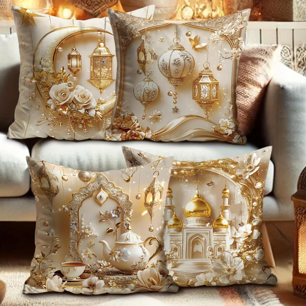 Multi-size Moon Lantern Pattern Design Printed Pillowcase Eid Mubarak Decoration Cushion Pillow Case High Quality Home Ornaments