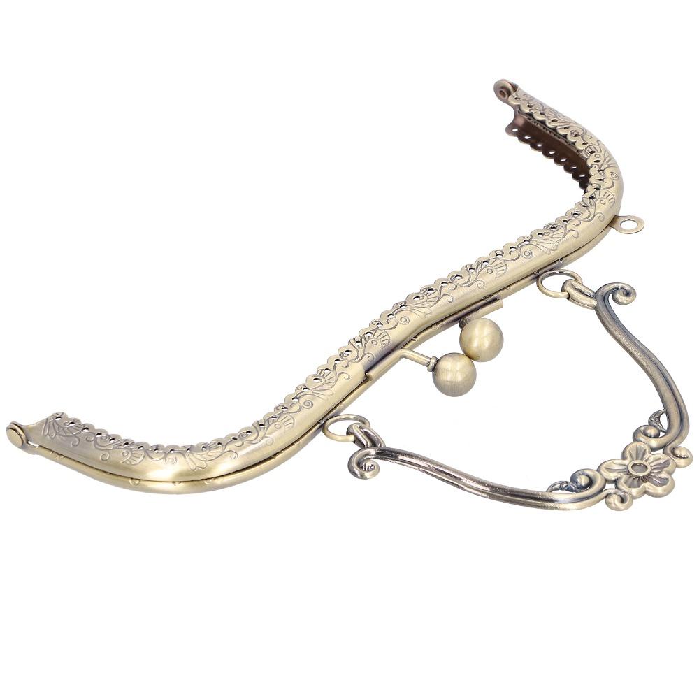 5pcs Embossed Handle Metal Purse Frame Bronze Color Handbag Frame Hardware DIY Handbag Making