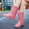 Women's New Low Heel High Top Rain Boots Thick Sole Non Slip Waterproof Detachable Cotton Cover Kitchen Work Shoes Garden Shoes