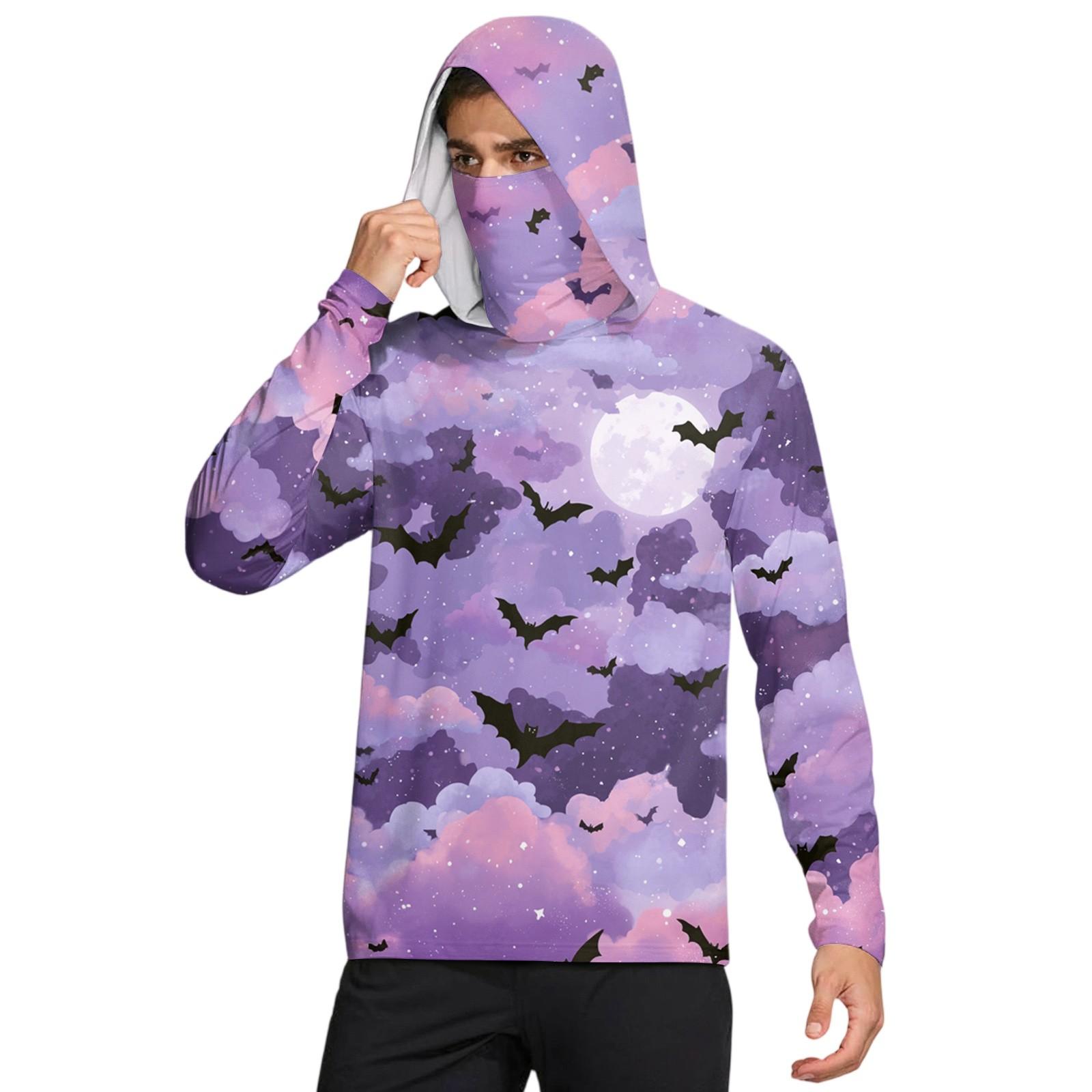 

Мужская рубашка с защитой от солнца UPF50+, быстросохнущая рубашка с длинным рукавом, рубашка для бега, тренировок, рыбалки XXL фиолетовый