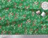 Soimoi Green Japan Crepe Satin Fabric Snowflake & Red Berries Fruits Print Fabric by the metre 42 Inch