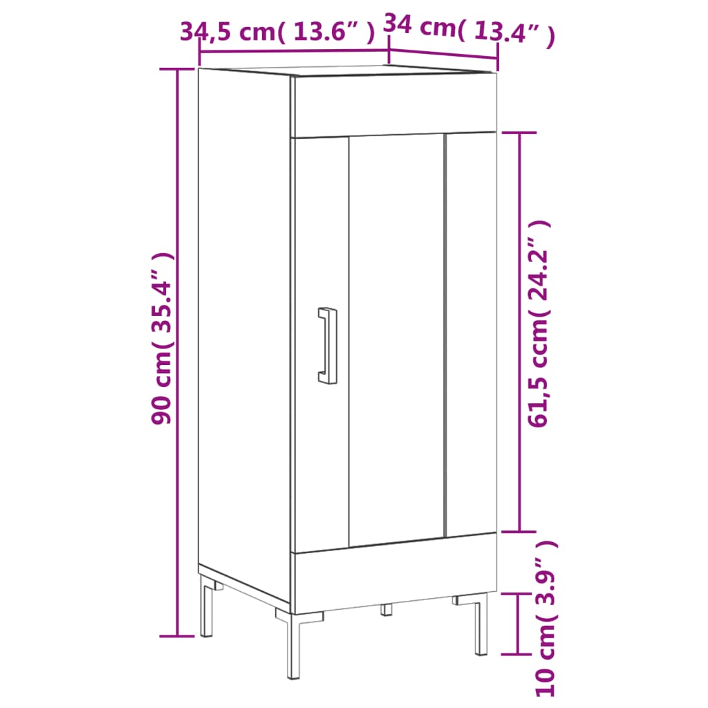 Sideboard White 34.5 x 34 x 90 cm Particleboard