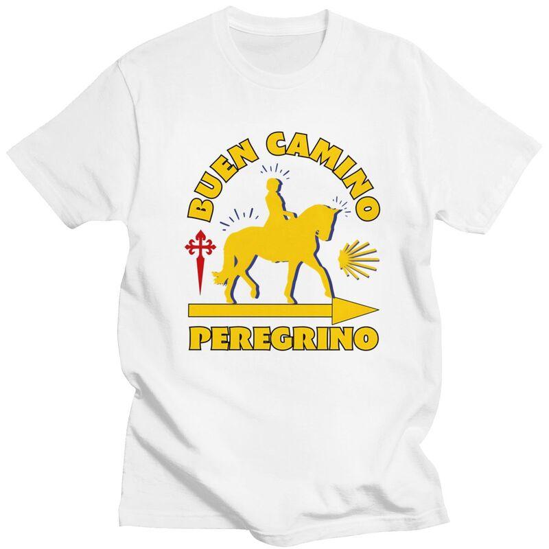 Custom Buen Camino De Santiago Tshirt for Men Short Sleeves T Shirt Fashion Tshirt Slim Fit 100 Cotton Tees Gift Idea