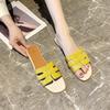 Women's Summer Flat Slides, Solid Color Lightweight Outdoor Shoes, Casual Beach Slide Shoes