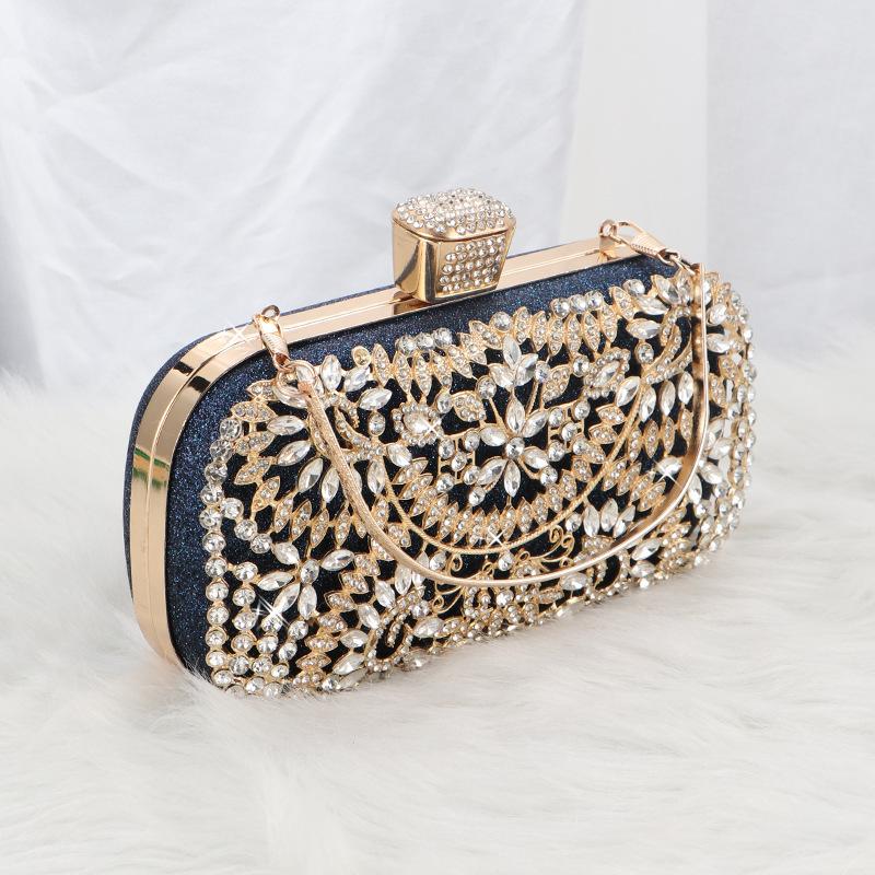

2023 Diamond Evening Clutch Bag For Women Wedding Golden Clutch Purse Chain Shoulder Bag Small Party Handbag With Metal Handle синий