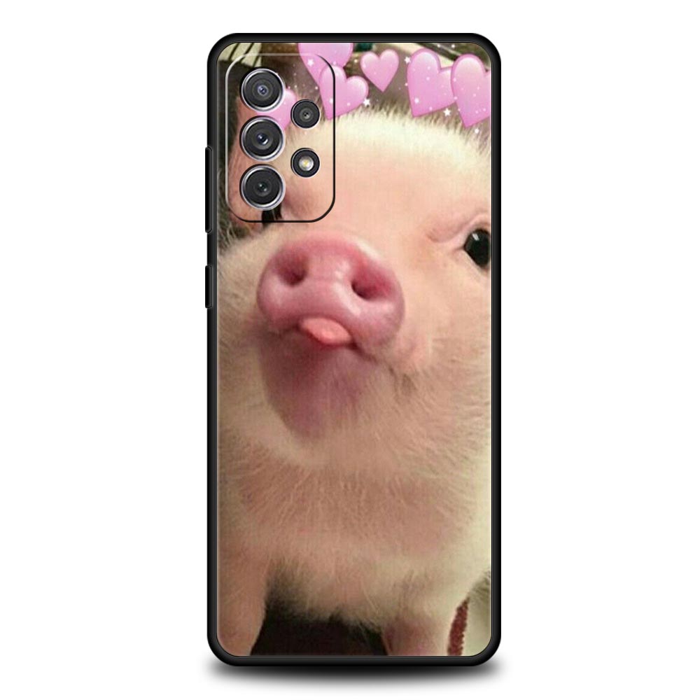 Cute little Pink Pig Phone Case for Samsung A51 A71 A21S A12 A11 A15 A25 A31 A41 A23 A33 A53 A73 A03S A05S A13 5G A35 A55 Cover