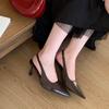 Footwear Pumps Women High Heels Shoes Slingbacks Female Slides Shallow Pointed Toe Ladies Heeled Sandals Shoes