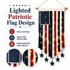 Wall Hanging Flag Decorative American Flag Banner with LED Lights Vintage Style Polyester Wall Decoration for Indoor Outdoor Party