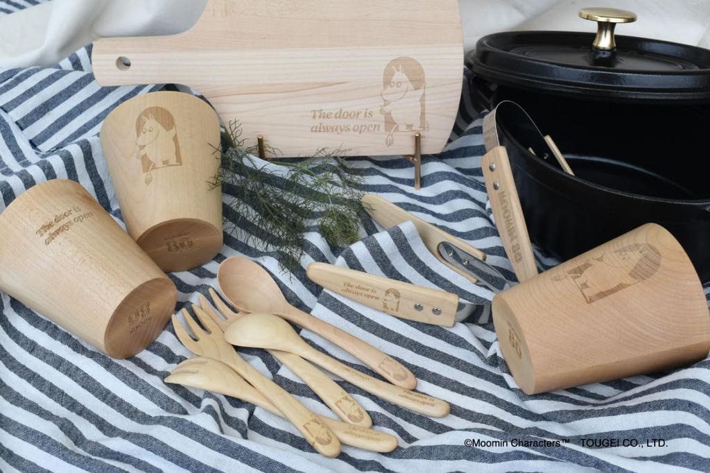 TOUGEI Moomin 80th Anniversary Straight Natural Maple Wood Cup, Large,