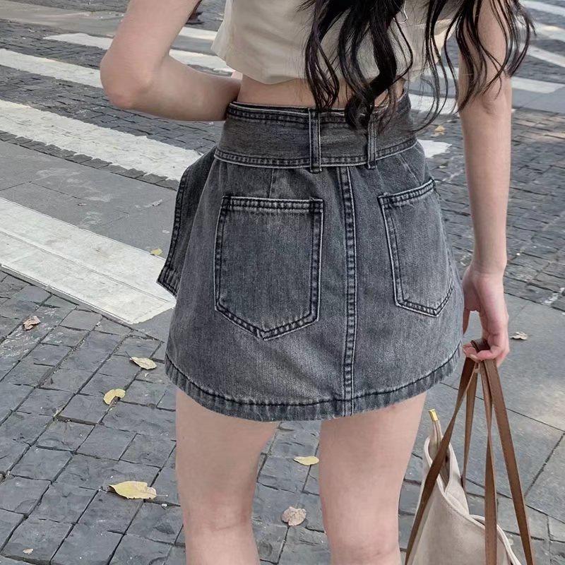 Women's High Waist Denim Bodycon Skort - Summer 2022 Retro Slimming Super Short Skirt