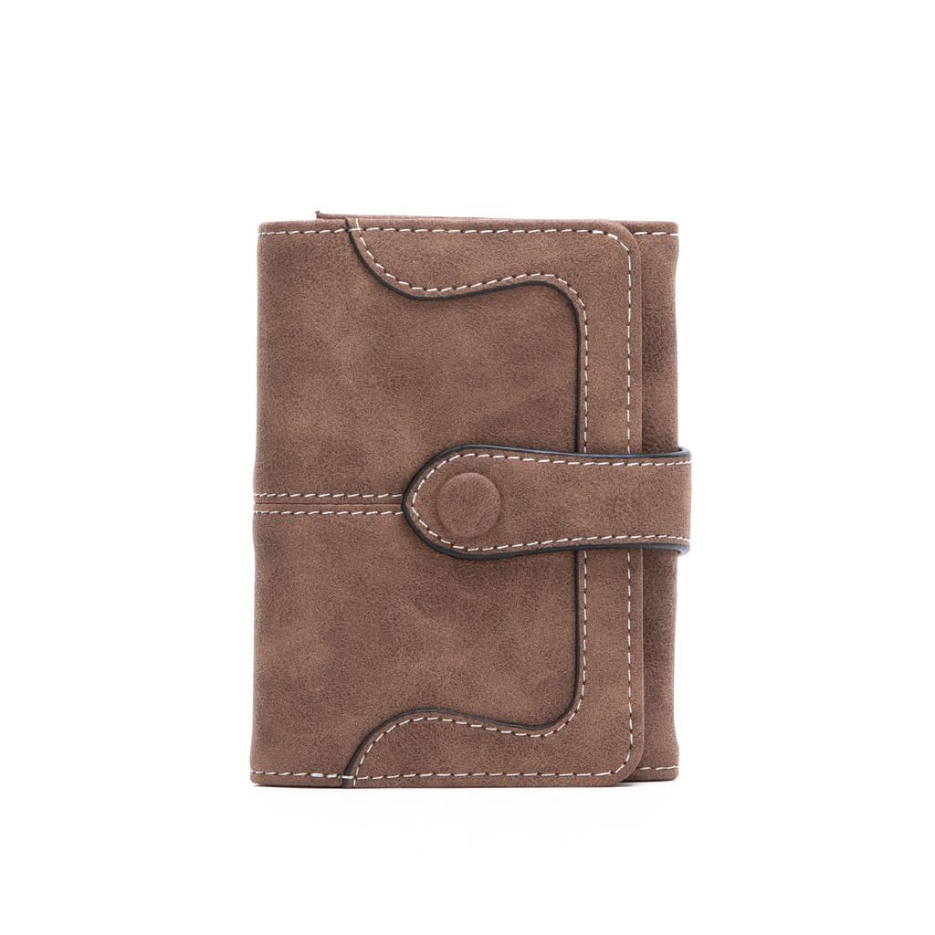 New Women's Wallet, Retro Matte Two-fold Short Wallet, Multi-functional, Simple and Fashionable Clutch.
