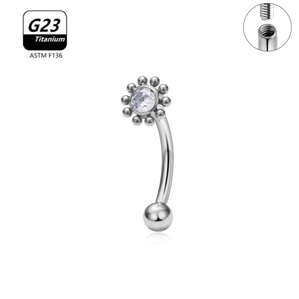 G23 Titanium ASTM-F136 Piercings Eyebrow Internal thread Eyebrow Piercings Body Zircon For Women zircon Earring