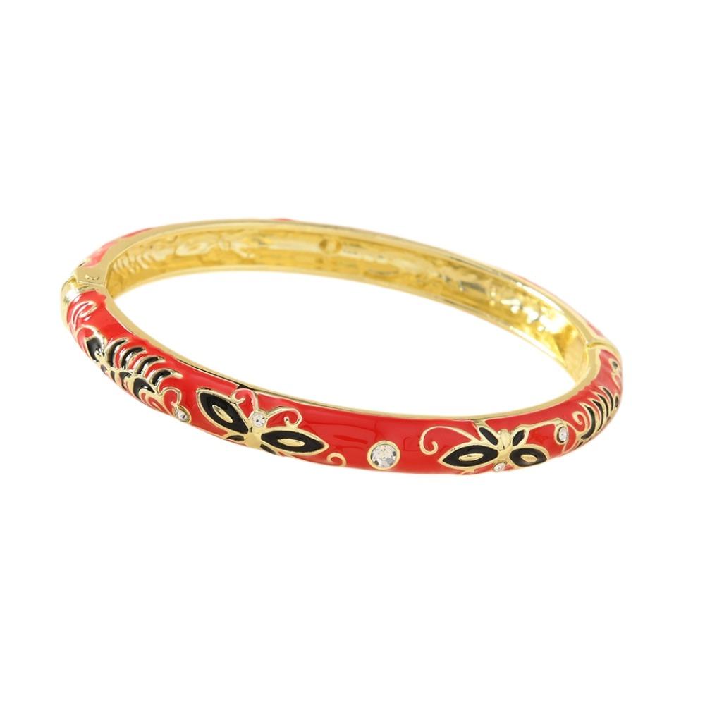 Enamel Vintage Cloisonne Bangle Butterfly Floral Traditional Chinese Flower Bangle Vintage Ethnic Women s Hand Bracelet