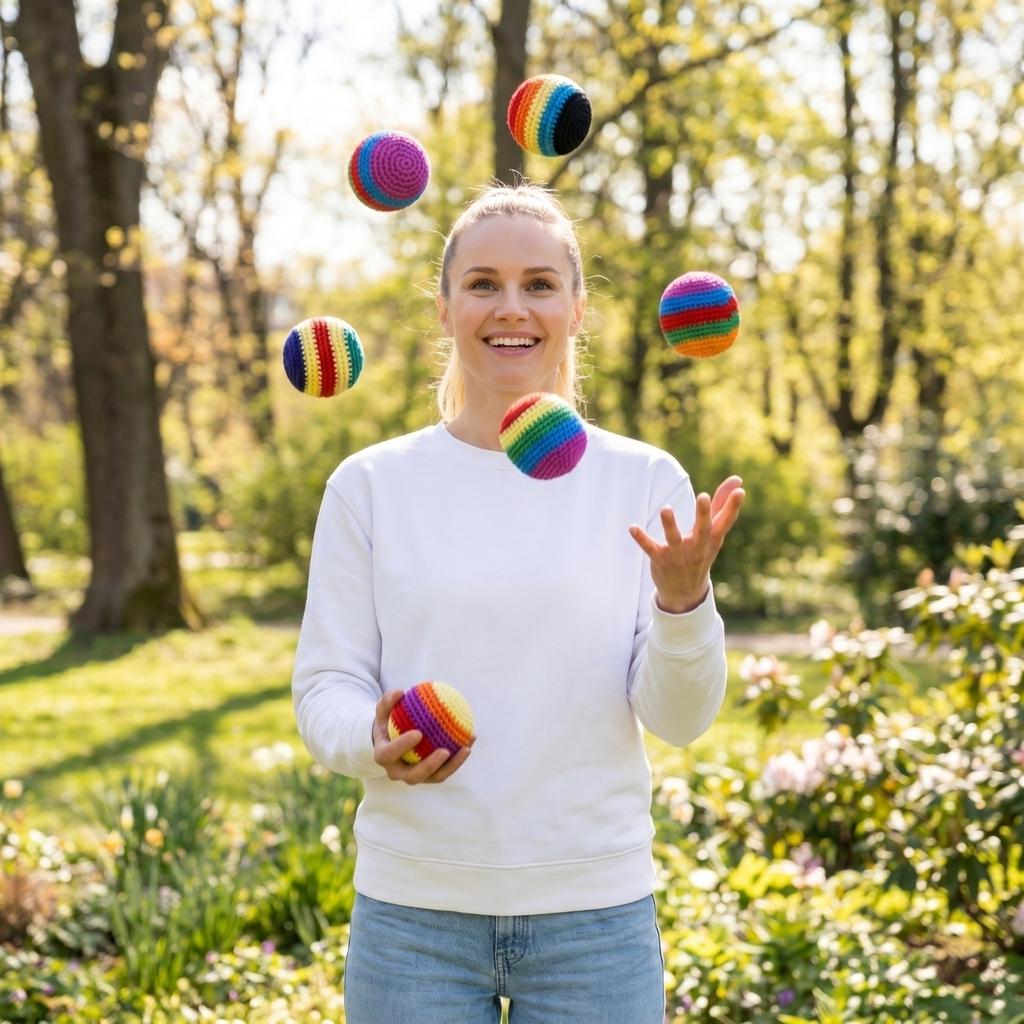 Lot de 6 Footbags Tissés à la Main au Crochet pour Jeux de Jonglage, de Coordination et Activités Extérieures