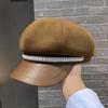 Women's British Retro Korean Version Beret Hat with Chain Dia Octagon Sun Block Painter Cap  for Women