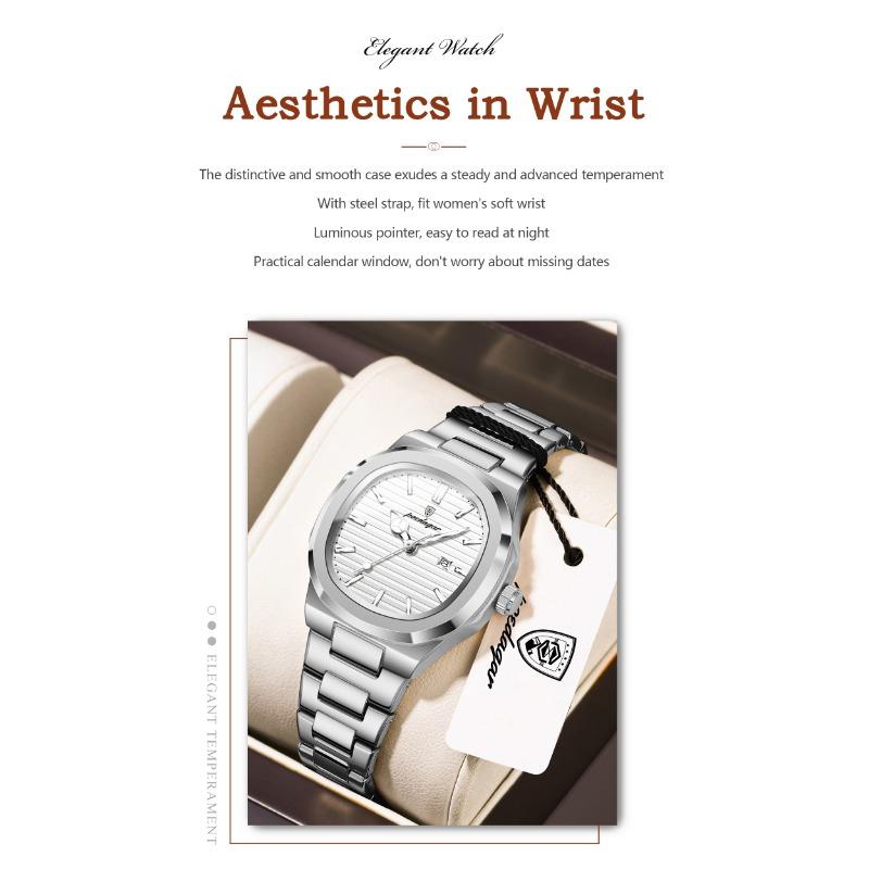 POEDAGAR Elegant Women's Watch Waterproof Luminous Date Fashion Ladies Wristwatch Stainless Steel Quartz Watches