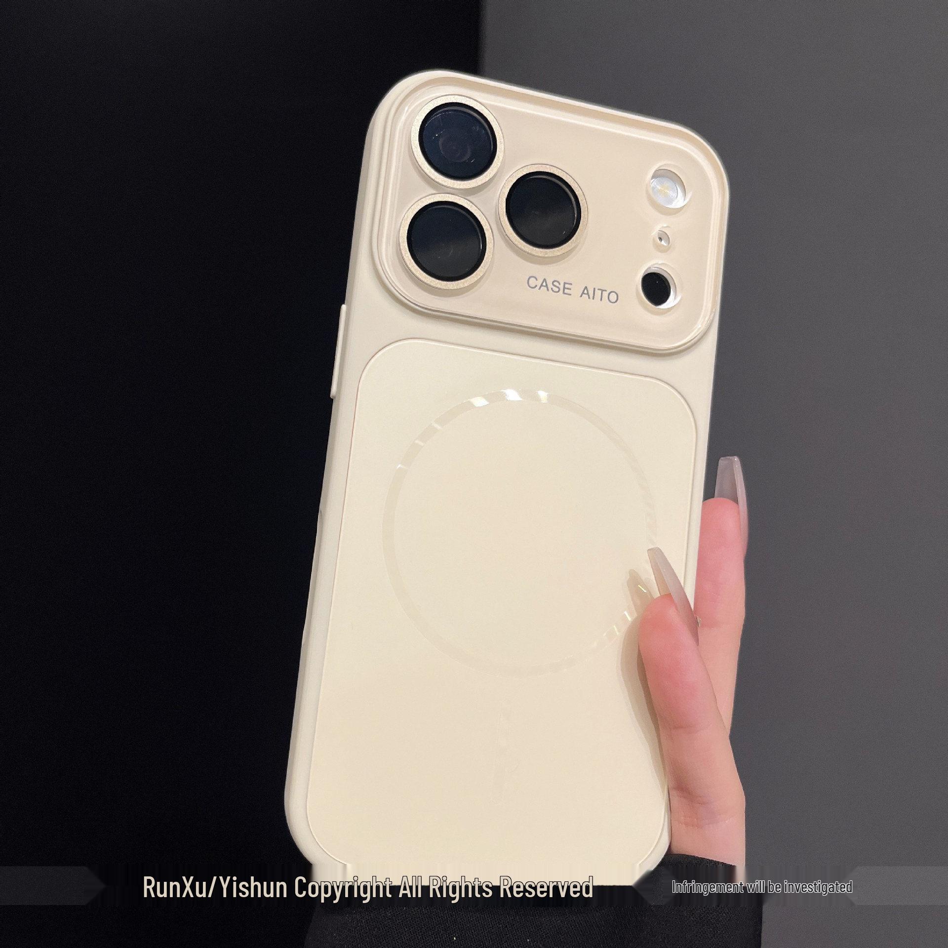 

Compatible Frosted Magnetic iPhone 17 Pro Max Case with Large Window and Skin-Feel Protection iPhone 14 Pro грязно-белый