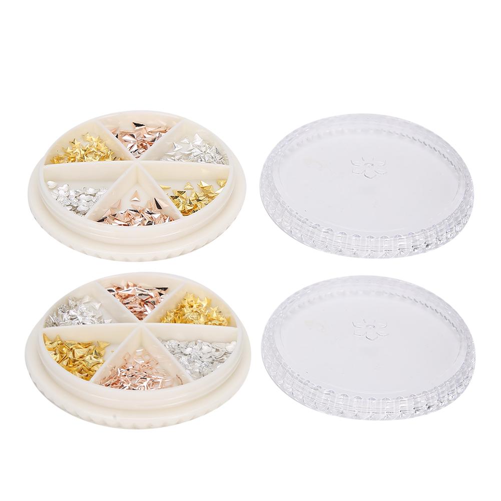 2 Box Metal Shiny Nail Ornaments Stylish Nail Art Decoration DIY Manicure Tool Accessory