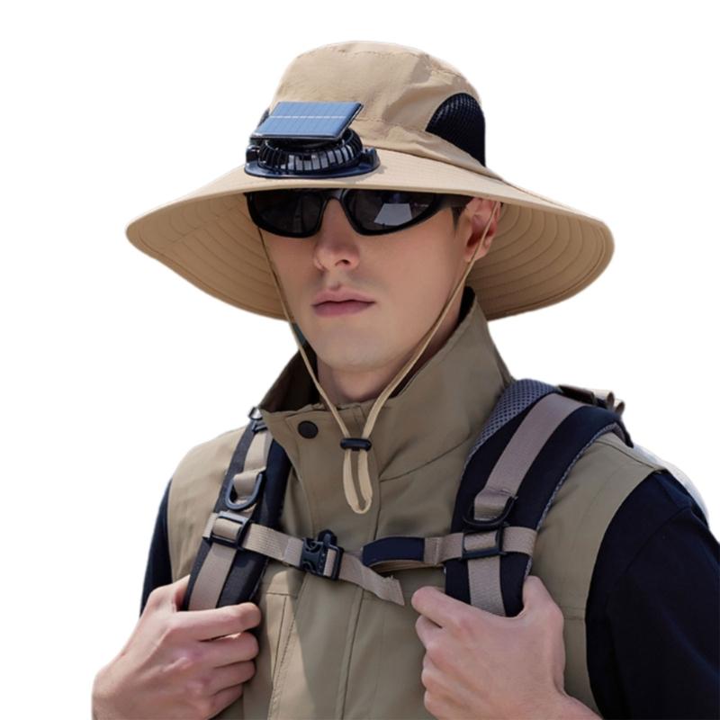 Solar Powered Outdoor Cooling Hat With Built In Fan For Hiking Fishing Lightweight Adjustable Sun Hat