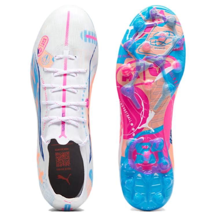Puma Ultra 5 Series Ultimate Volume Up Comfortable MG (Rubber Stud) Soccer Shoes Unisex Soccer Shoes White 108093-01