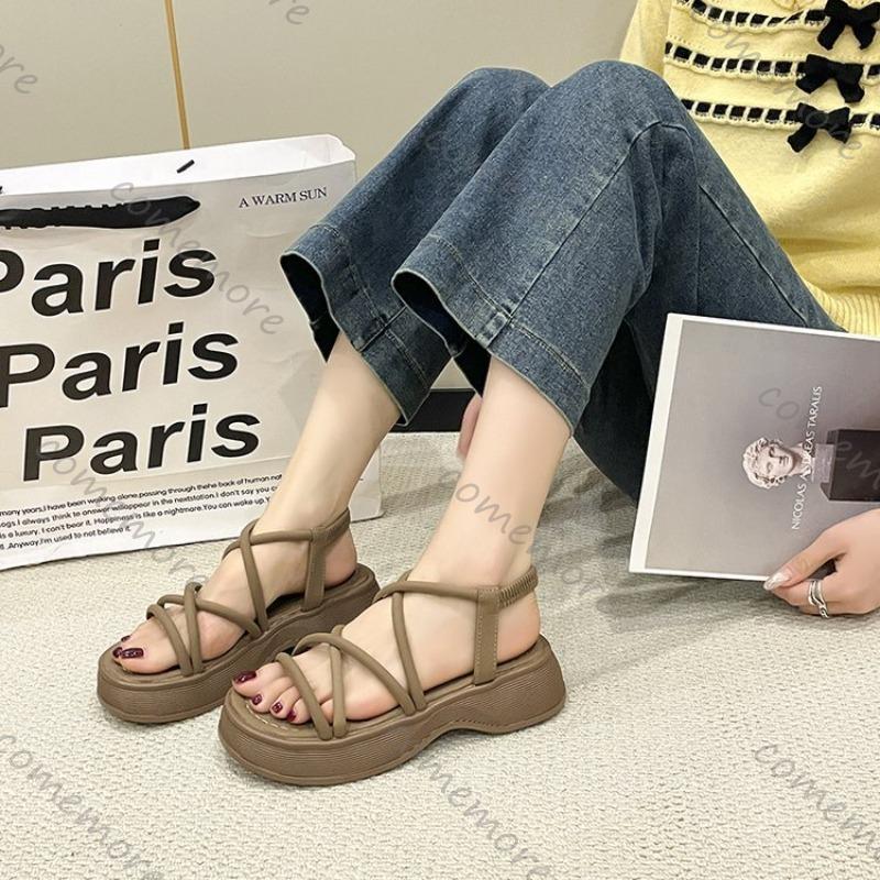 Comemore Women Summer Sandals Leisure Wedges Shoes Soft Sole Light Weight Elastic Back Strap Girls Student Platform Sandalias