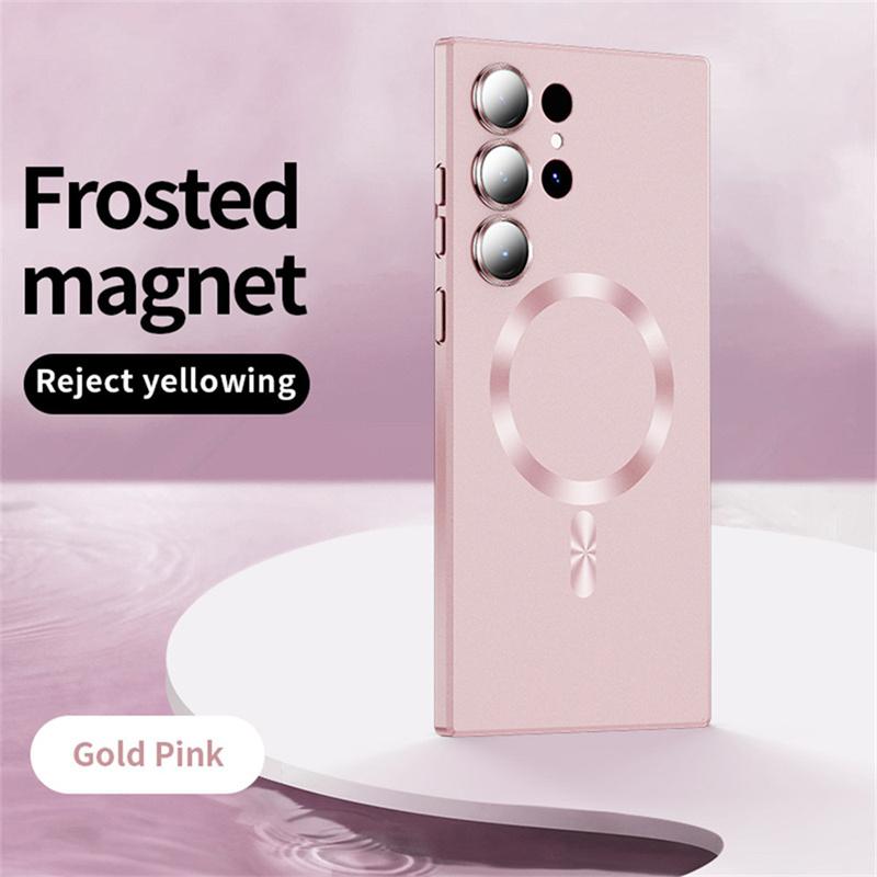 For Magsafe Magnetic Wireless Charging Matte Phone Cases For Samsung S25 S24 S22 S23 Ultra S24 S25 Plus Shockproof Cover Case