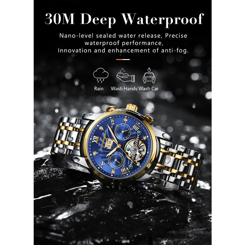 POEDAGAR Orologio da polso meccanico automatico di lusso Acciaio Inossidabile Tourbillon Orologio da uomo Impermeabile Luminoso Orologi da uomo da affari