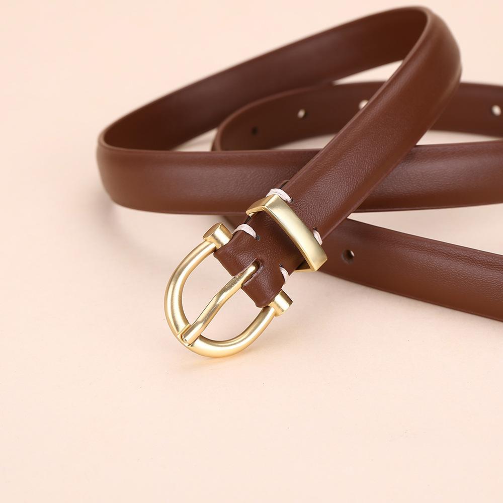Women'S Belt Pin Buckle Belt Women'S Pure Cowhide Simple Denim Suit Culottes With Women