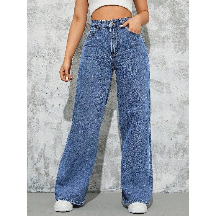 Women s Wide-Leg Jeans 2026 New Style Loose Slimming Straight-Leg Floor-Length Denim Pants XS синий