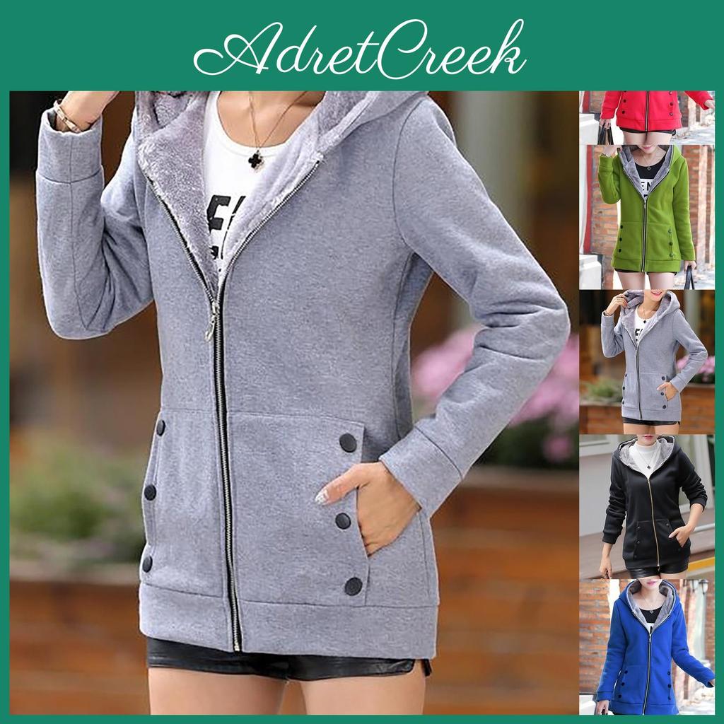 Fashion Womens Warm Zipper Thicken Cardigan Sweater Hooded Jacket
