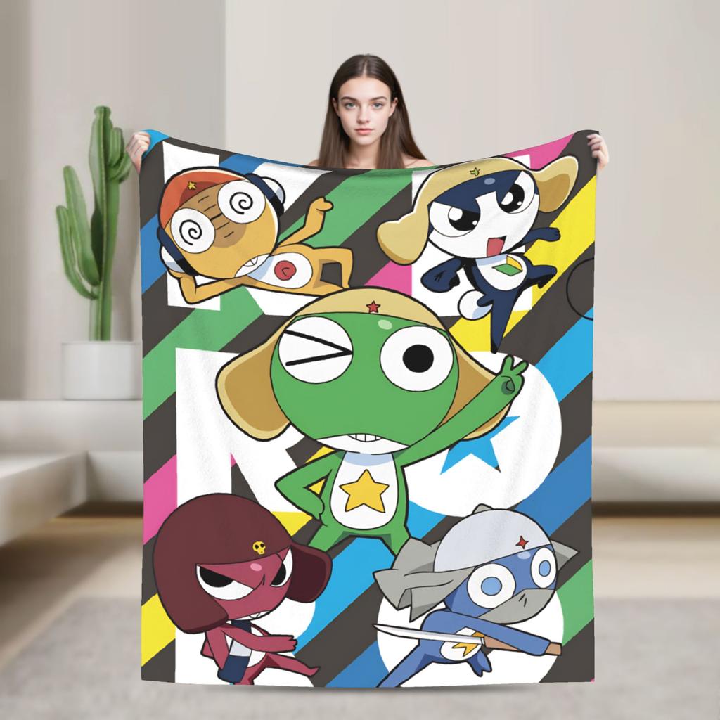 Classic Comedy Anime Keroros Frog Blanket  Travel Flannel Throw Blanket For Couch Chair Super Soft Design Quality Bedspread Gift