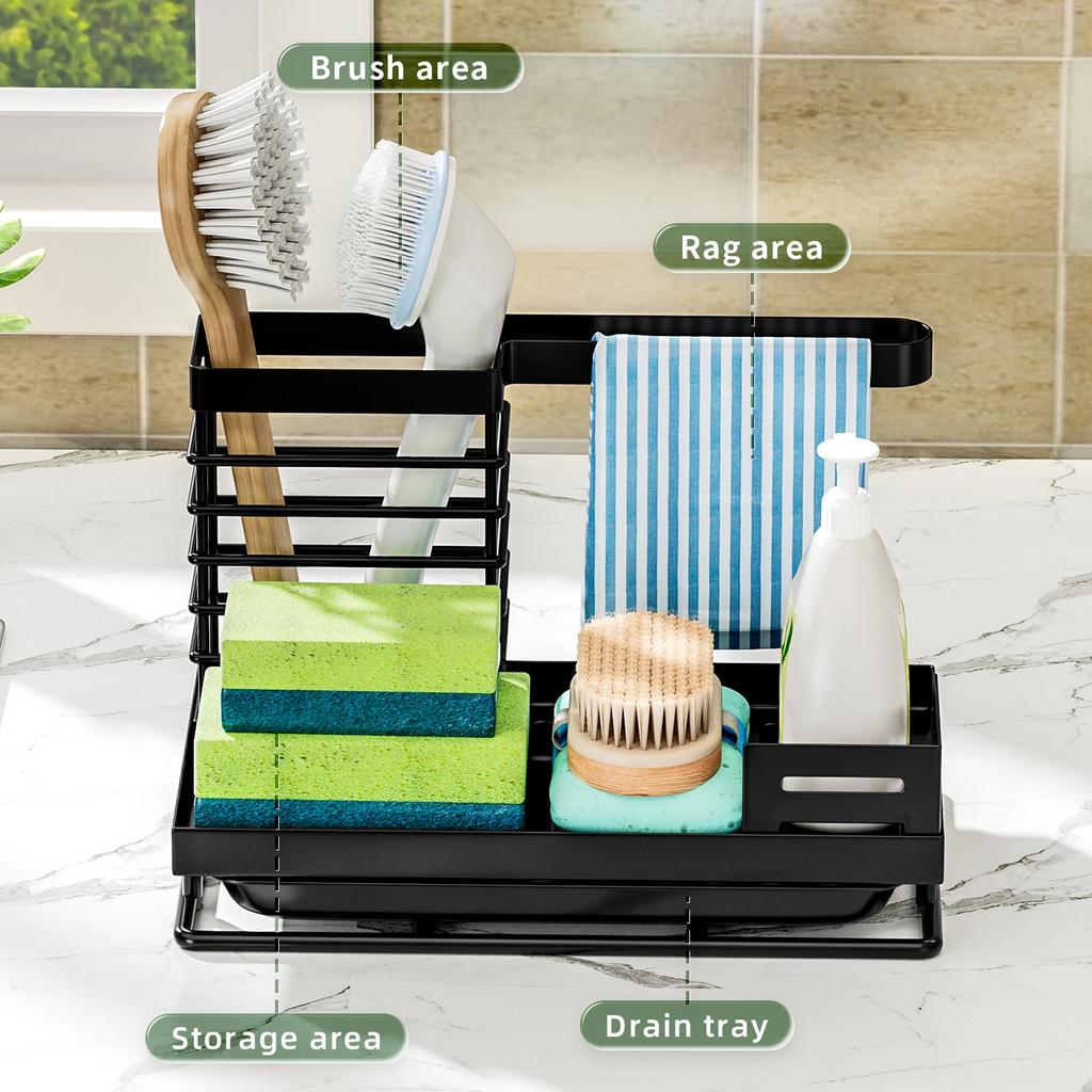 Kitchen Faucet Sponge holder,Dishwashing Brush, Scouring Pad Storage Rack,rag rack,Storage Rack Above the Sink