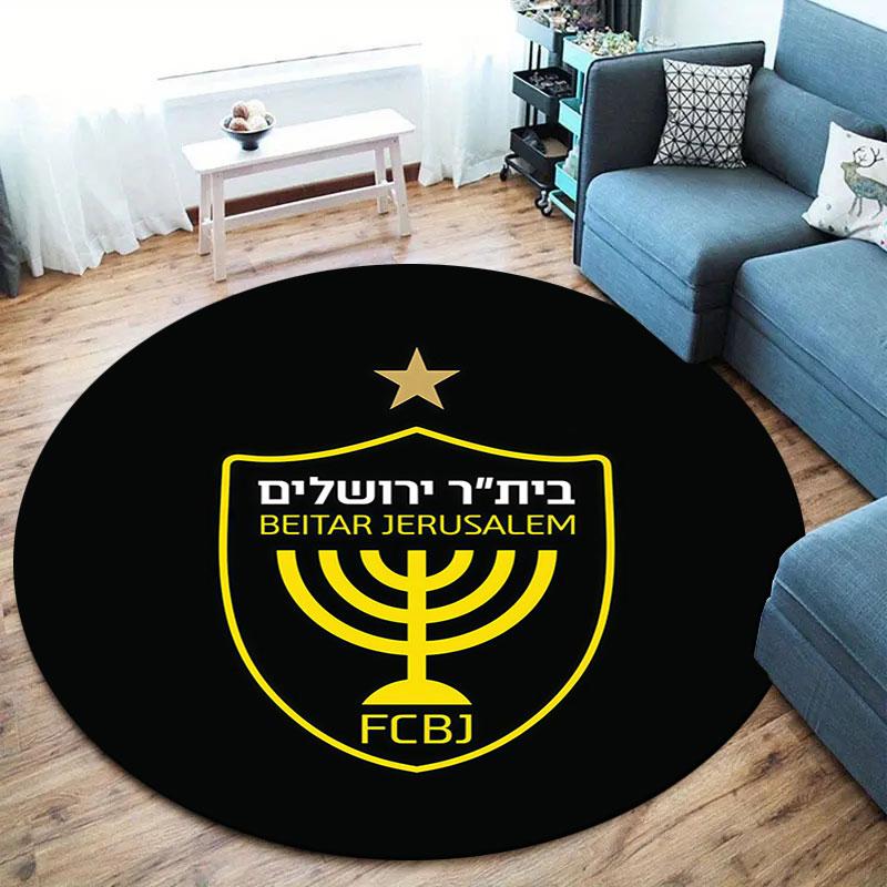 Beitar Jerusalem Runder Teppich, Teppich für Wohnzimmer Schlafzimmer Sofa Spielzimmer Dekor, Rutschfeste Bodenmatte
