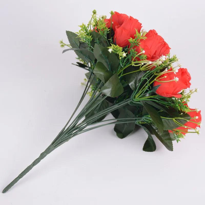 18 Heads Rose Bouquet Artificial Flower Wedding Rose Decor Silk Rose Bouquet Wedding Bride Holding Flowers