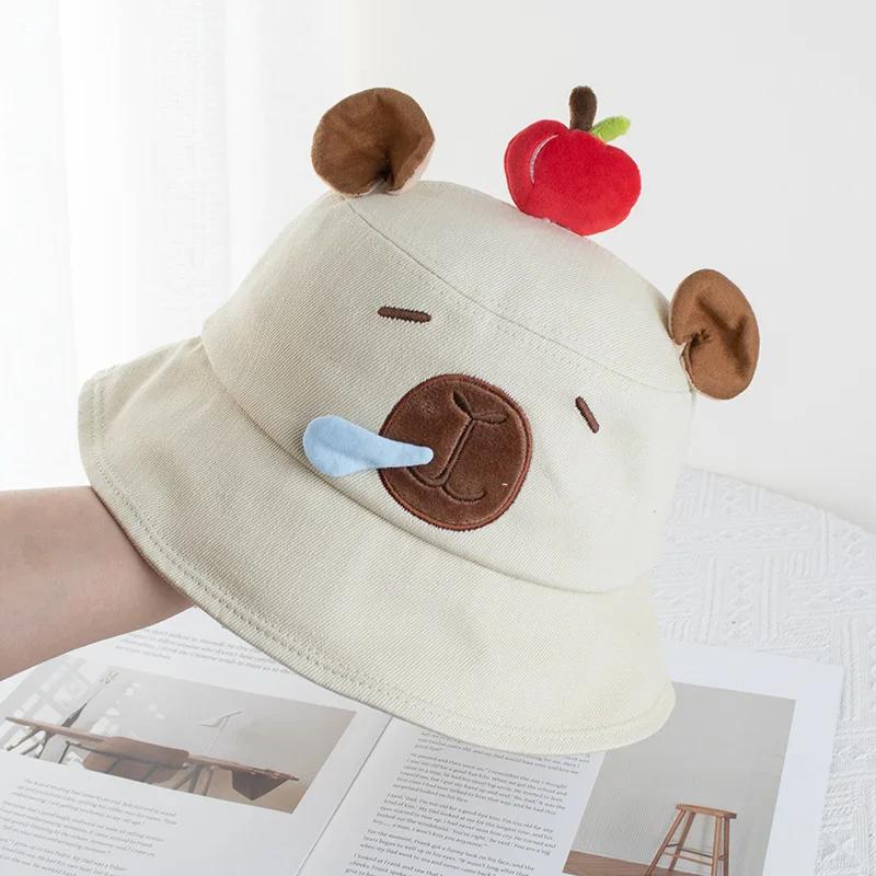 Cute Capybara Fisherman Hat Children Spring New Water Dolphin Basin Hat Students Sun Hat Three-dimensional Bucket Hat