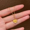 Classic Carved Rose Flower Pendant Sparkling Heart-shaped Necklace Sweet Style Dignified Collarbone Chain Wedding  Gift